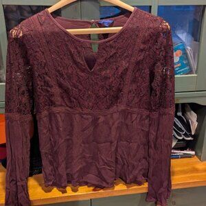 burgandy lace top
